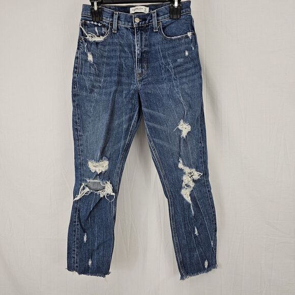 Abercrombie & Fitch Jeans Womens Size 27/4 Blue Denim High Rise Mom Jean - Picture 1 of 8